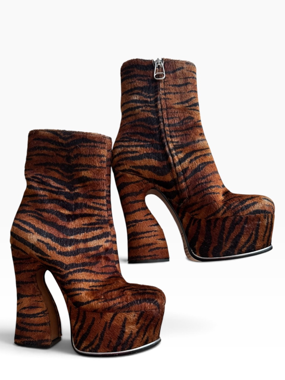 MMargiela animal print horn heel platform ankle boot Sz.38 ( runway 2016)